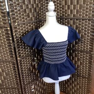 Shirred Square Neck Top